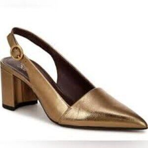 Franco Sarto Metallic Gold Pointed-Toe Slingback Heels